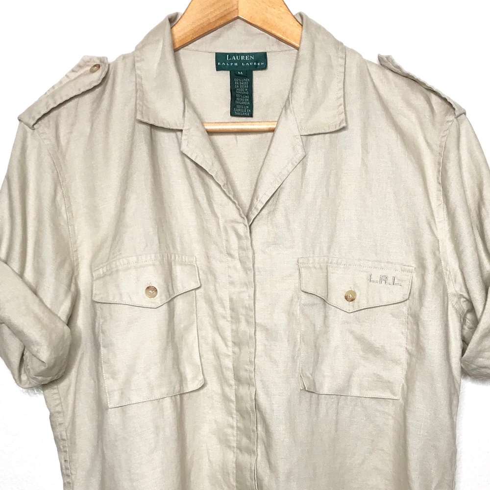 Lauren Ralph Lauren 100% Linen Button Front Shirt - Picture 2 of 8